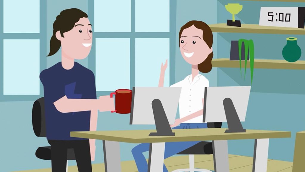 communicated office image 2d style animation