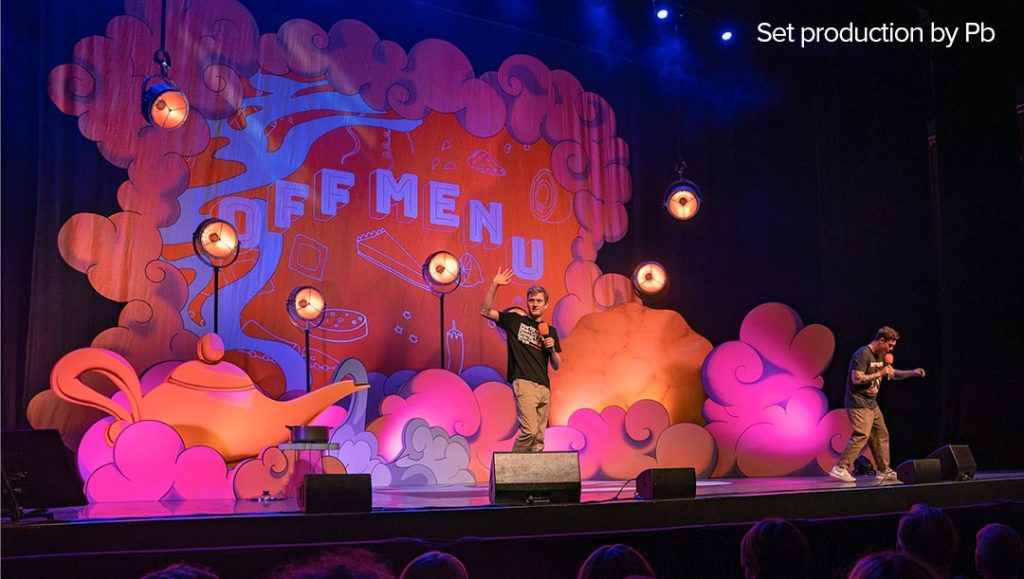 james acaster comedian live event stage set up and support