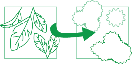 illustration showing Living walls swapped for preserved moss to reduce transportation issues