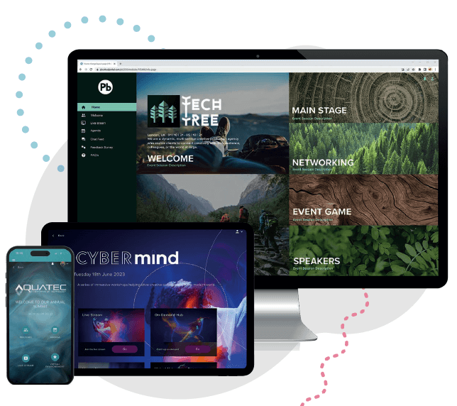 virtual events guide banner image showcasing production bureau capability of hosting and hiring out broadcasting equipment as well as building virtual event portals and applications