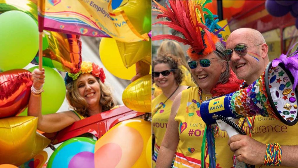 aviva pride case study working with production bureau team to design flags, leaflets, window decals