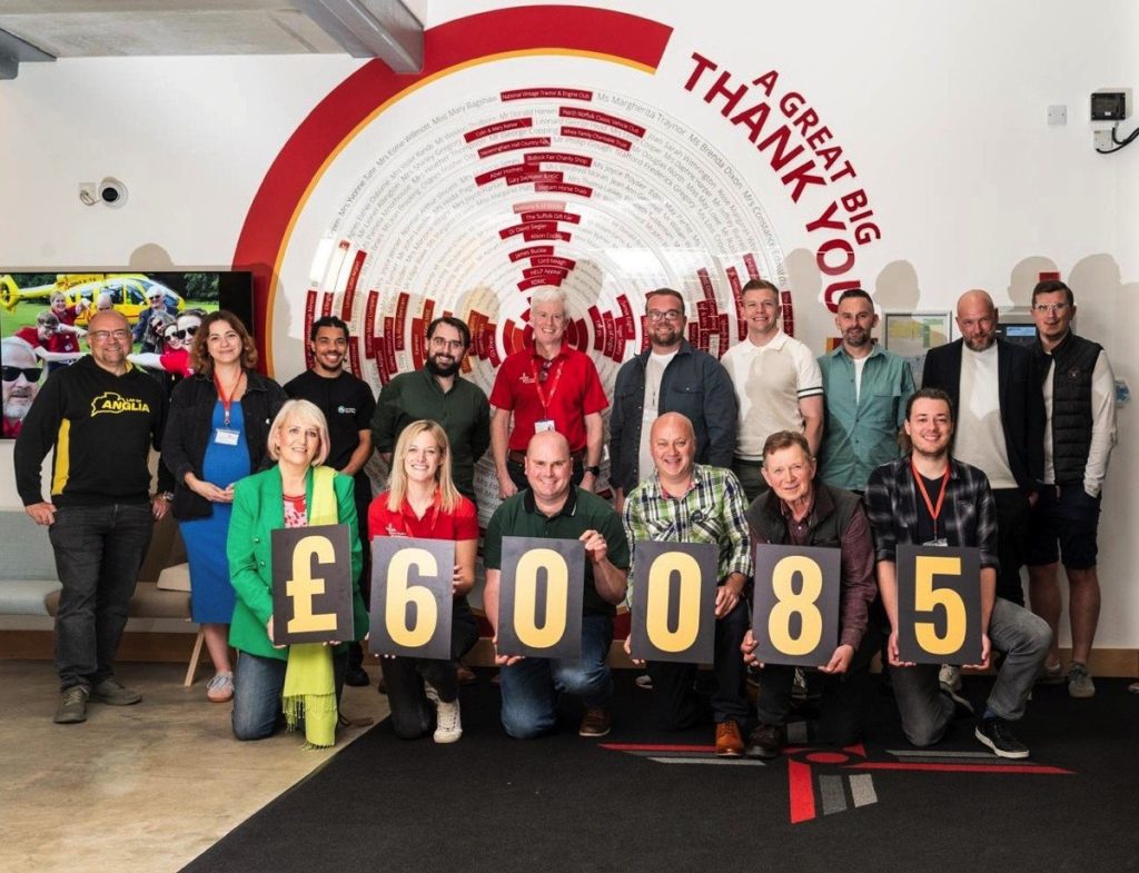 lap of anglia sponsorship from production bureau raising money for east anglia air ambulance