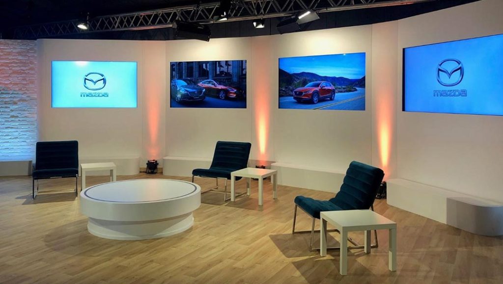 Virtual event services for conferences, exhibitions, product launches, meetings, training sessions, and award ceremonies Mazda