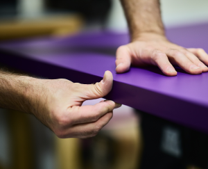 production bureau purple dressing for an exhibition stand